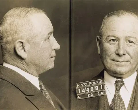 Verbrecherfoto des italienisch-amerikanischen Mafioso Johnny "Papa Johnny" Torrio, 1936